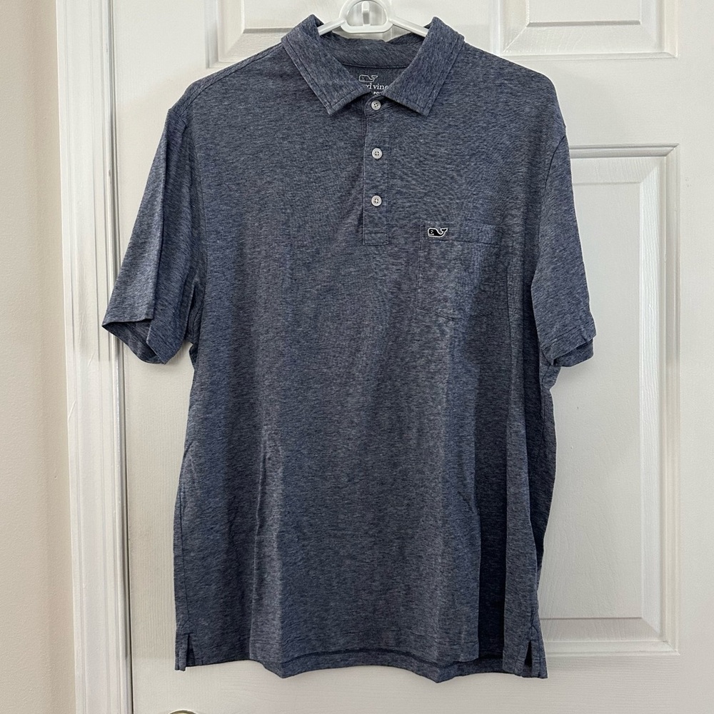 Vineyard Vines Edgartown Heathered Blue Grey Polo Shirt